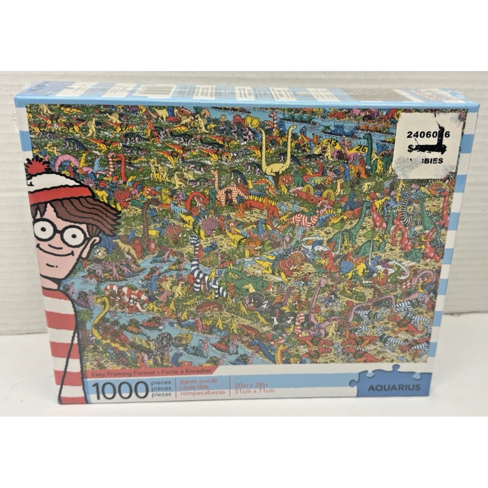 Where's Waldo Dinosaurs 1000 Piece Jigsaw Puzzle Aquarius 20x28" Sealed NEW